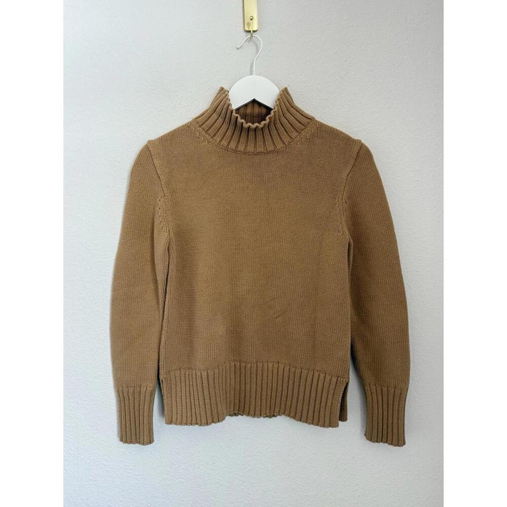 J Crew Women’s Sz XS‎ Long Sleeve Knit Turtleneck Sweater Brown Cotton